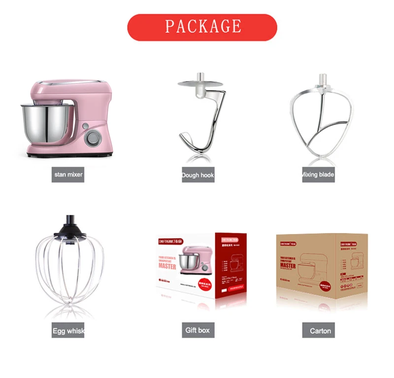 Custom home appliance kitchen food household 5L 1300W pink food cake mixer 6