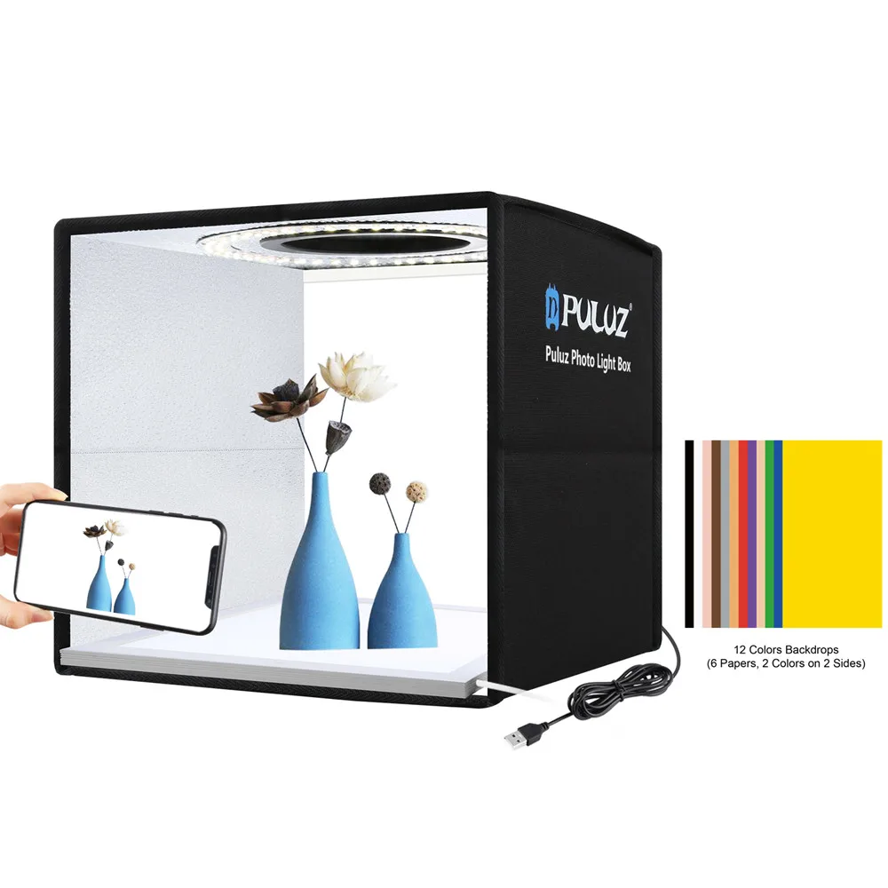 25Cm Pieghevole Led Dimmerabile Studio Fotografico Lightbox Fotografia Softbox Tiro Tenda Box Kit E Pannello Luminoso Inferiore Senza Ombre