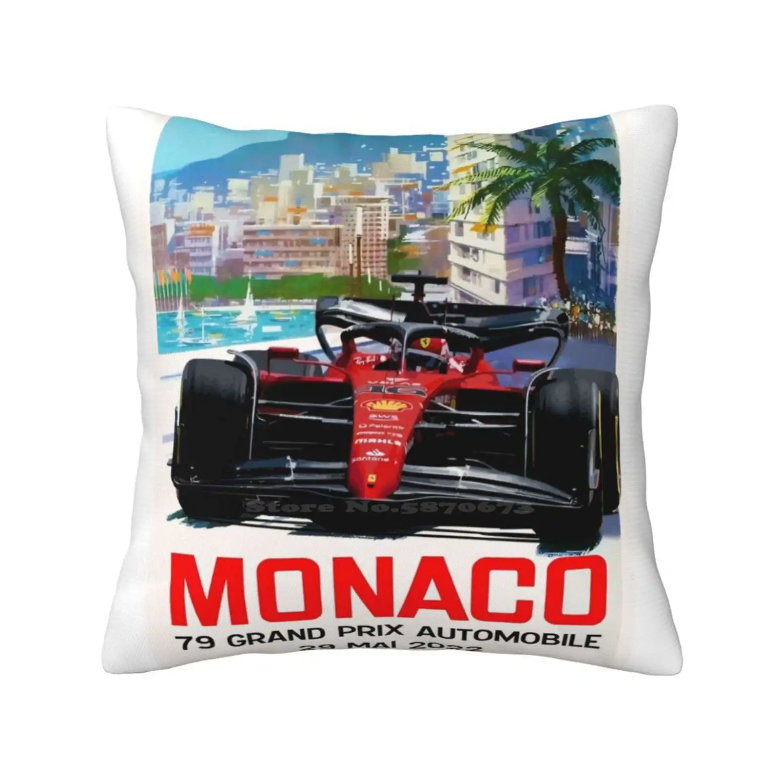Leclerc Monaco Grand Prix 2022 Cuscini Custodia Camera Da Letto Decorazione Della Casa Monte Carlo Vintage Racing Vintage Monaco Leclerc 16 Sf