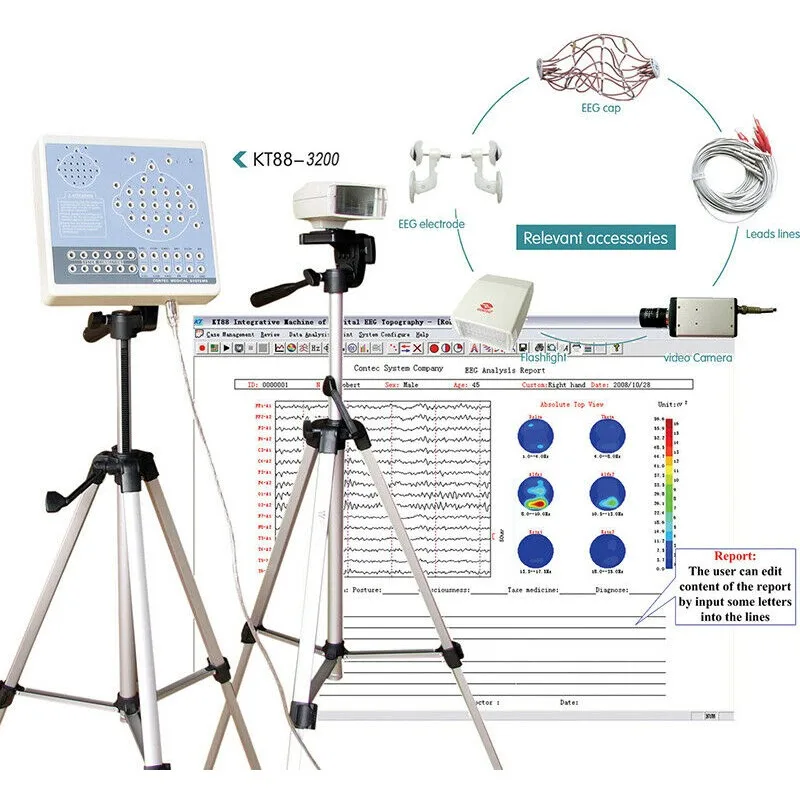 CONTEC KT88 Digital Brain Electric Activity Mapping EEG Machine and Mapping System Free Software