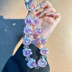 Elegant Beaded Phone Wrist Strap with Anti - Theft Features (PURPLE)