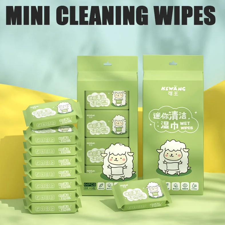 1tee 8packs (64pcs) mini hand and mouth wipes Portable Small Package Extraction Cleaning Wipes Hand And Mouth Wipes
