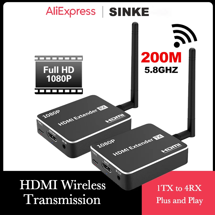 5.8G Video Transmitter&Receiver 200M Wireless HDMI Extender Full HD 1080P Camera DVD PC Display Dongle Projector Mi TV Stick 5g