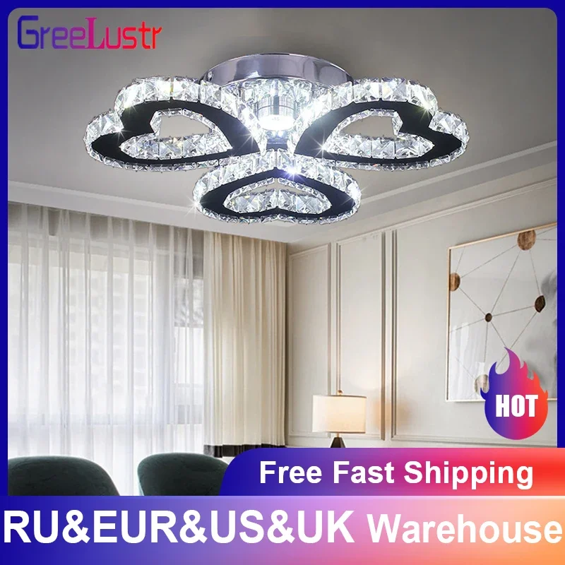 led chandelier ceiling chandelier art lighting fixtures Modern Lustres K9 Crystal Chandelier Ceiling Lamps 3 Rings Stainless Steel Hanging Light Fixture Led Pendant Lamp Home Appliance