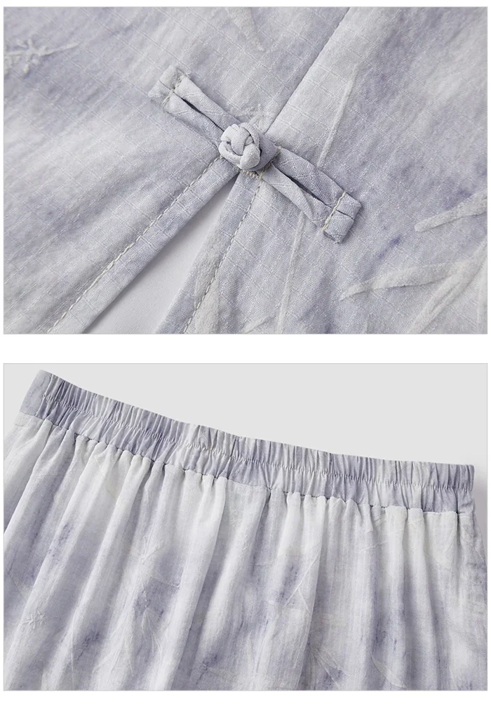 Traje de marca compartida para mujer, top corto ajustado, falda larga abierta, conjunto de ropa Guo Feng de verano de dos piezas