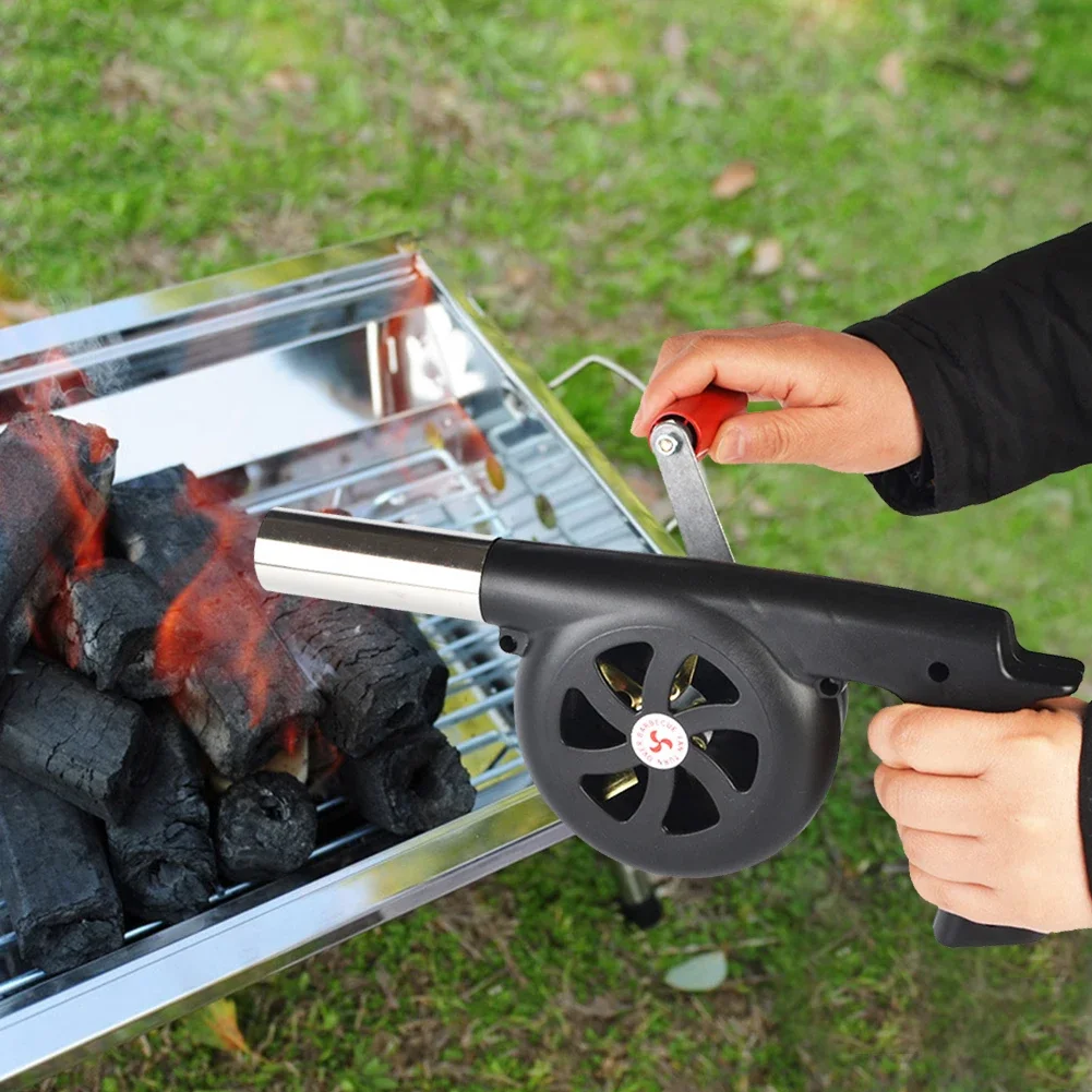 Portable Barbecue Air Blower Hand Crank BBQ Fan Outdoor Cooking Barbecue Hair Dryer Manual Handle Picnic BBQ Fans Tools Grill