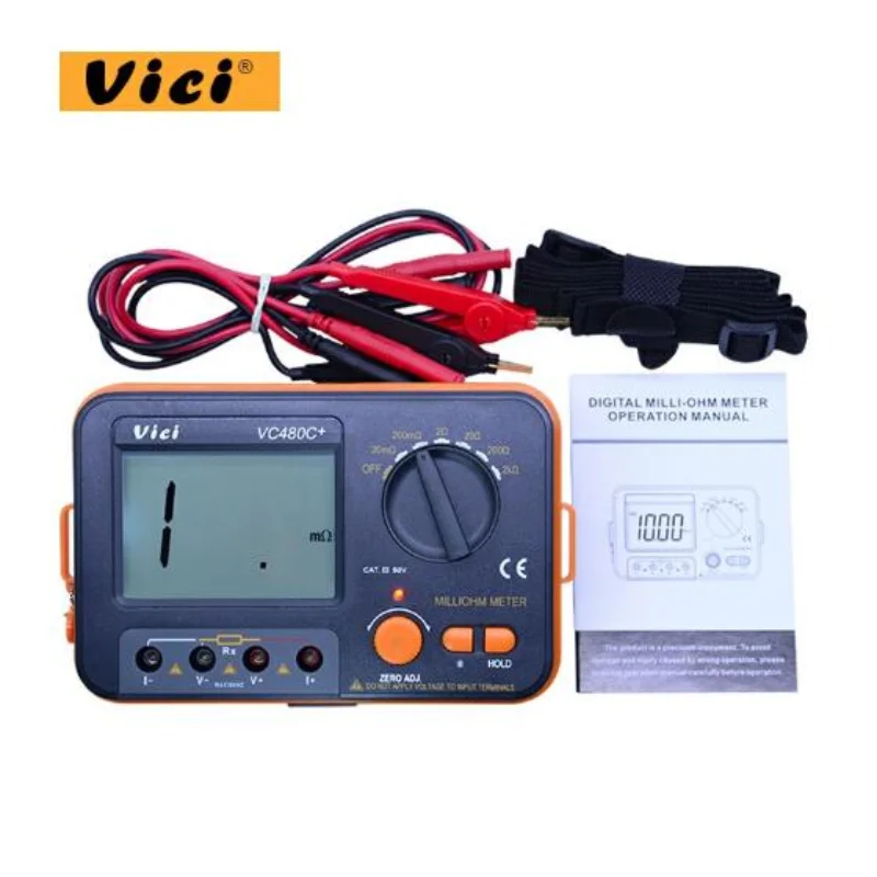 

Vici VC480C+ LCD Digital Milli-ohm Meter Resistance Tester 4 Wire Ohm Test Meter Milliohmmeter 0.01 Ohm~2 kOhm