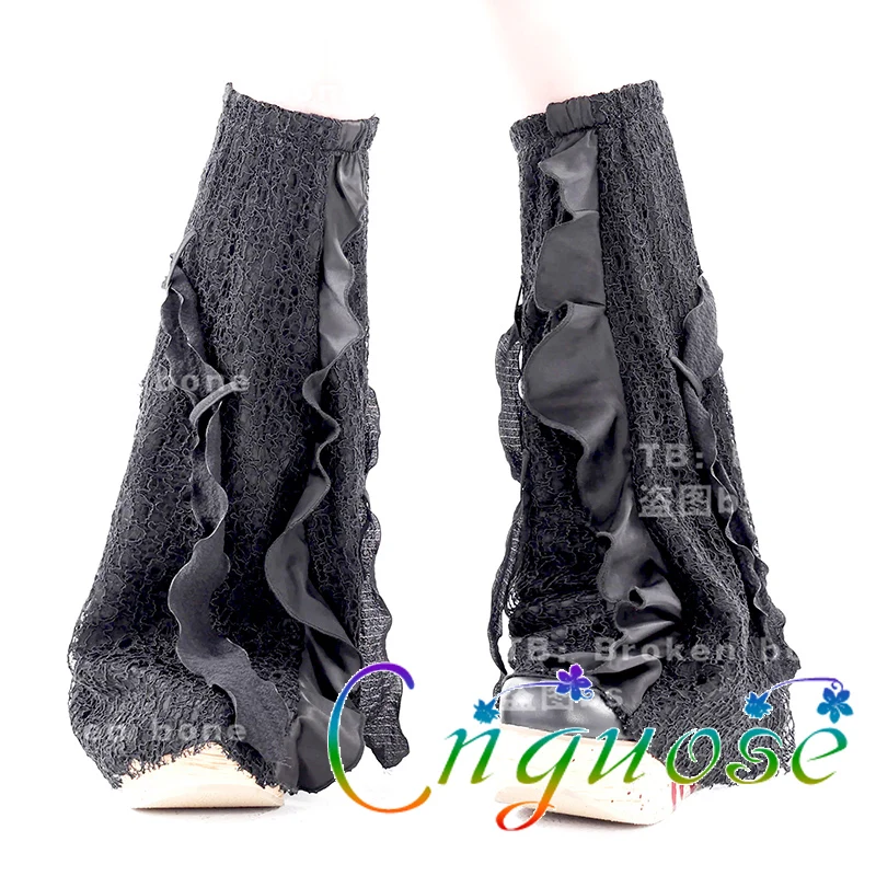 2023-y2k-japanese-cute-kawaii-lolita-style-halloween-horn-broken-girl's-leg-set-hollow-lace-black-leg-cover-knee-cover-womens