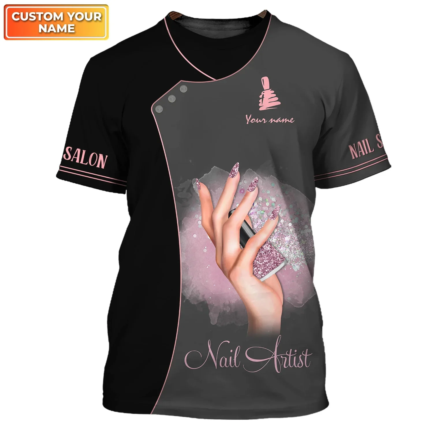 Nail Artist Personalisiertes T-Shirt Manikürist Geschenk Nagelmuster 3D-gedrucktes Sommer-Unisex-Freizeit-T-Shirt [Nicht Arbeitskleidung] DW165 – Detail 40