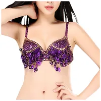 Adjustable Bras For Teen Girls Women'S Sequin Beaded Belly Dance Bra Tops Dance Costume For Music Festival Club BrassièRe Femme