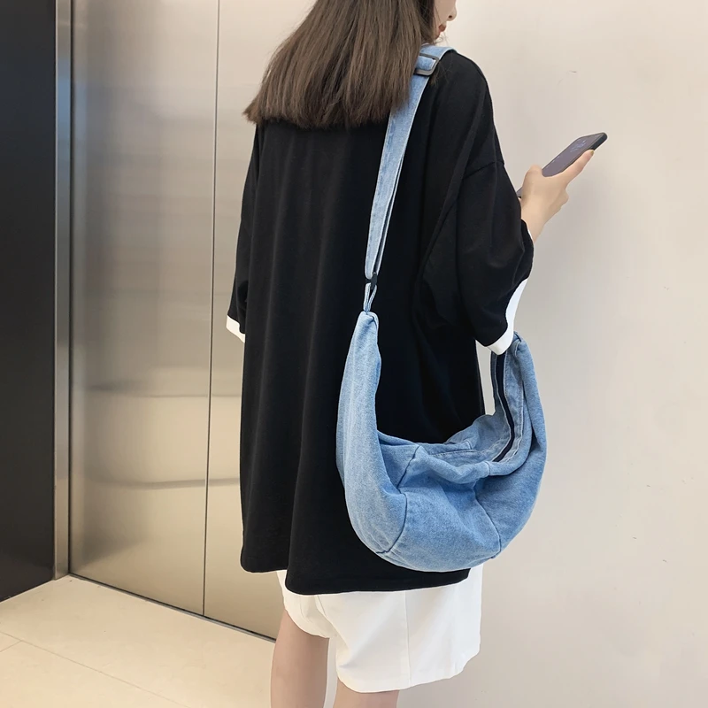 

New Jeans Women's Bag Denim Chest Pack Canvas Messenger Bag Y2K Shoulder Cross Bag Eco Bag Korean Shopper Hobos Student Satchels