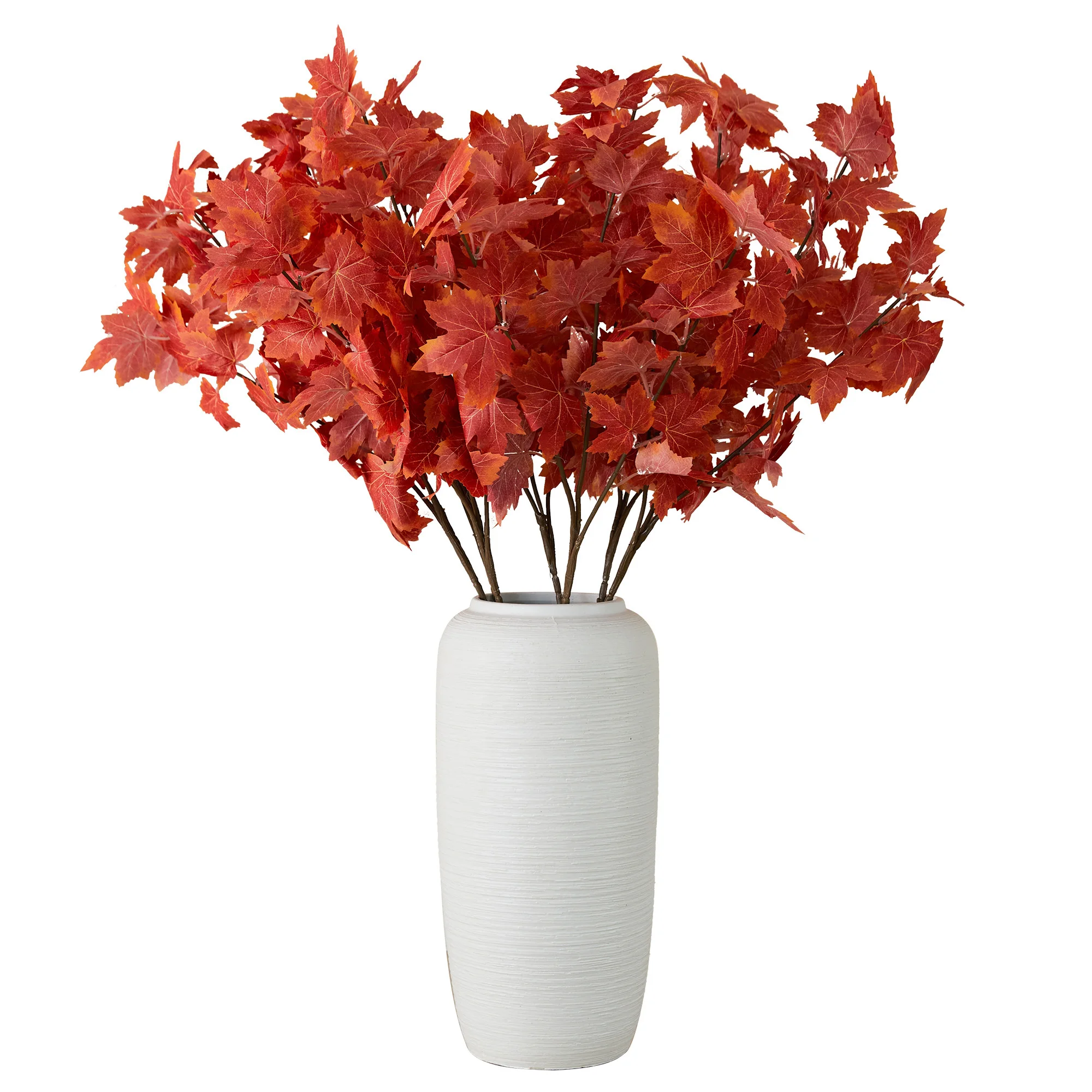 AutumnLargeSilkArtificialRedOrangeMapleLeavesBranchFakeBanyan
