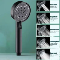5 Modes Adjustable Rain Drenching Mode Black Bath Shower Head Head Water Saving High Pressure Showerhead Bathroom Accessories 1