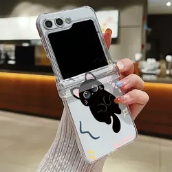 Transparent Lucky Cat Folding Hard Phone Case - Samsung Z Flip 4 (TM - ZDP0157)