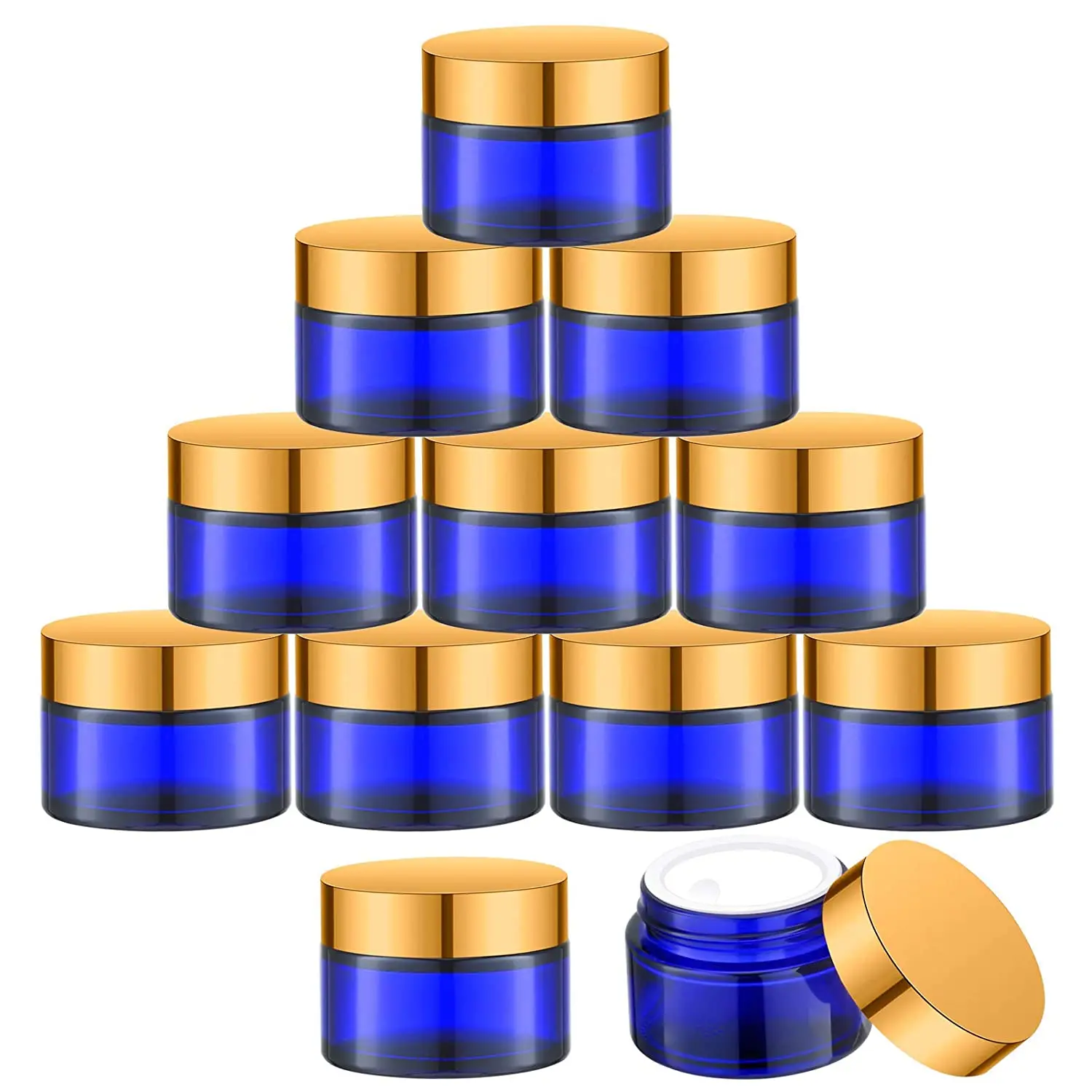 12pcs 1Oz Glass Cream Jars with Gold Lid Empty Cobalt Blue Glass Containers Refillable Cosmetic Vials for Salve Lotion Ointment kowalski stabat mater salve regina kowalski kcpeb haenchen