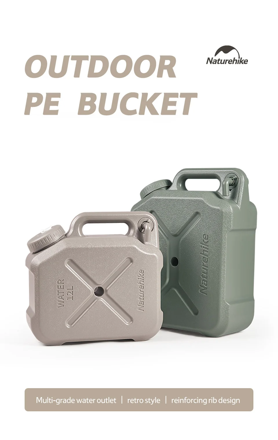 Nature hike 12l Wassereimer tragbarer Griff Tank container ultraleichte Wander wasser behälter mit großer Kapazität, die Wassers äcke prägen – Detail 1