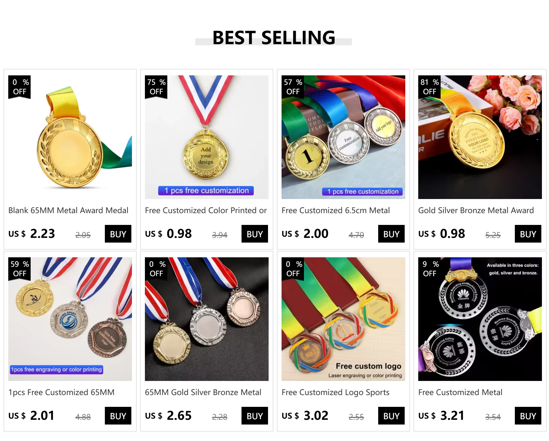 Description Picture 2 of itemGold Silver Bronze Metal Award Medal Free Customized Winner Trophies Award Football Encourage Badge Prizes for Sports Souvenir