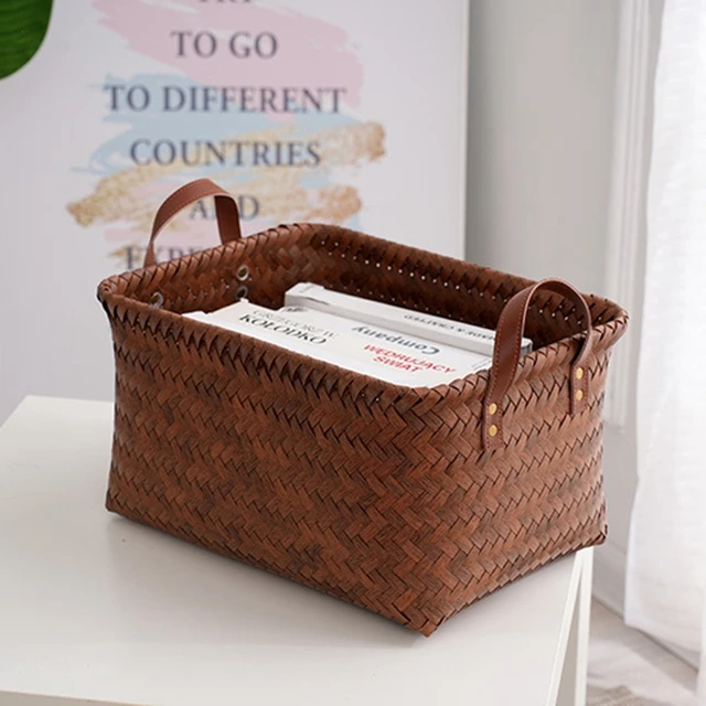 Változható Tároló Kosár Tengeri Moszat Szövő Kosarak Rattan Szőtt Ruhák Szervező Játékok Snack Sundries Asztali Tárolódoboz Mosoda - Image 5