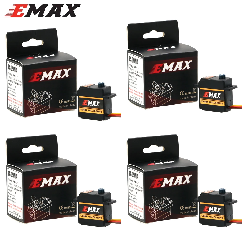 

4pcs/lot Emax ES09MA 4.8-6.0V Metal Analog Swash Servo Compatible With Futaba JR For 450 Helicopter Tail Airplane Accessories