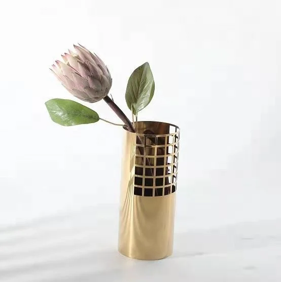 

Wedding Metal design metal gold tall flower vase for home decor and wedding