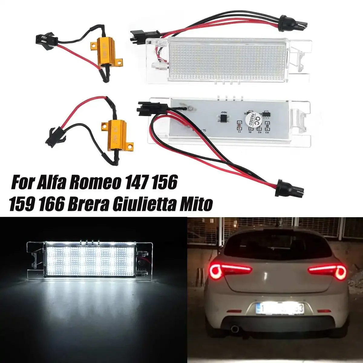 2 Pz 18 Led Luci Targa Auto Per Alfa Romeo 147 156 159 166 Brera Giulietta Mito Gf Spider