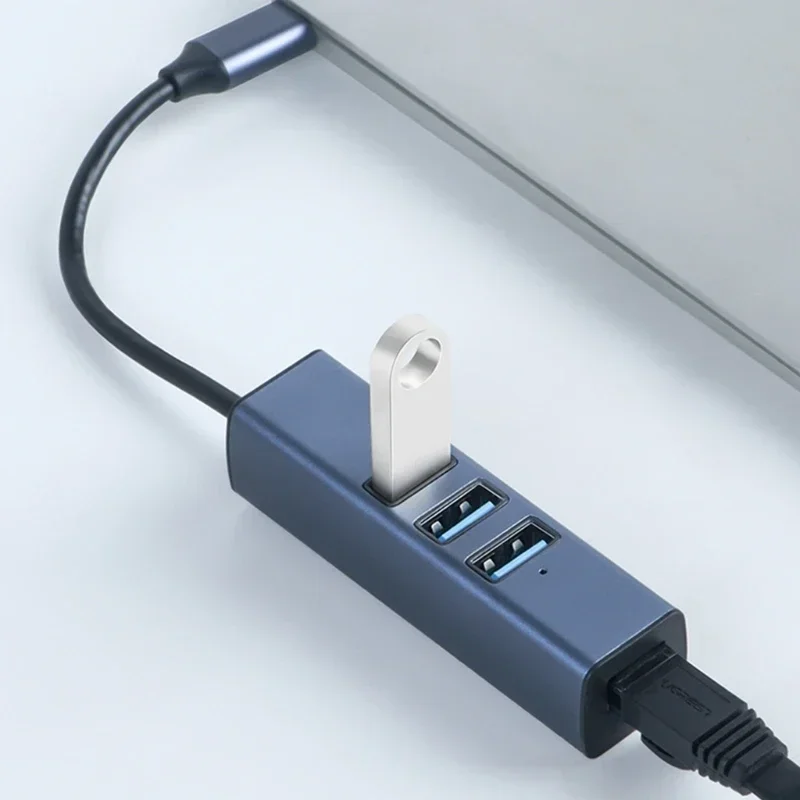 USB Hub Adapter USB TypeC Ethernet USB to RJ45 Hub 100M Ethernet Adapter Network Card with USB3.0 2.0 Hub Driver Free For Laptop usb hub adapter usb port adaptor usb hub converter cable converter