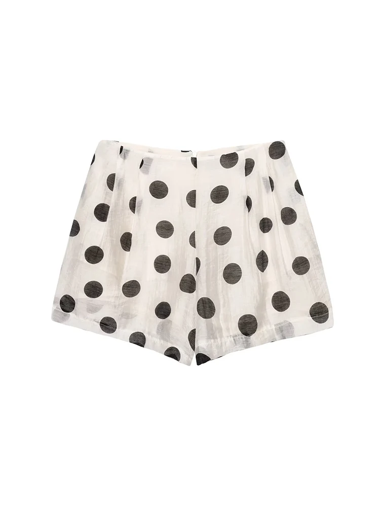 TFMLN Women's Polka Dot Shorts Suit Summer Casual Halterneck Sleeveless Button Top Back Zipper Wide Leg  Shorts Fashion Outfits