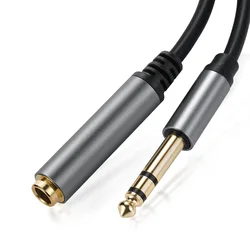 Premium Dual Channel Audio Extension Cable - 6.35mm Stereo for Amplifiers & Instruments (Black)