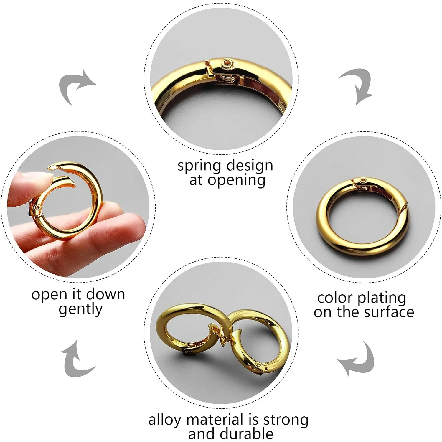 Metal O Ring Keyring Buckles for DIY Jewelry 5pcs