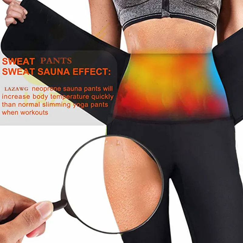 LAZAWG Women Hot Sweat Pants Neoprene Sauna Sweat Shorts Waist Trainer Body Shaper Waist With Hook Workout Short Control Panty waist trainer shapewear workout pants