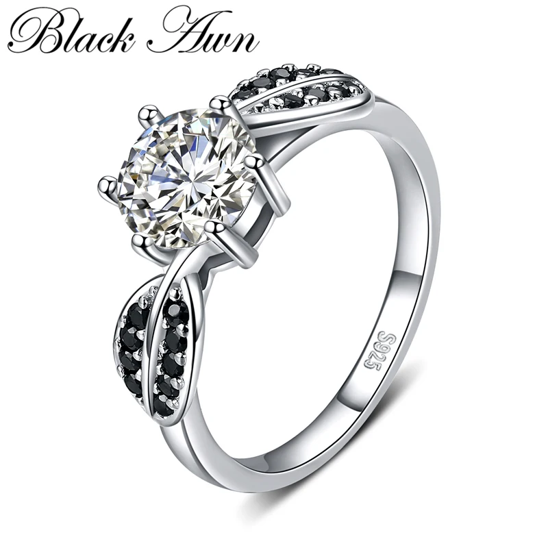 

[BLACK AWN] Silver Color Jewelry Trendy Engagement Rings for Women Female Finger Ring G080