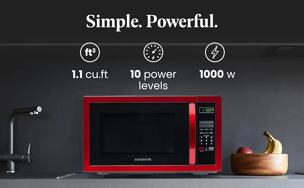 Description Picture 2 of itemCountertop Microwave 1000 Watts, 1.1 cu ft - Microwave Oven With LED Lighting and Child Lock - Perfect for Apartments