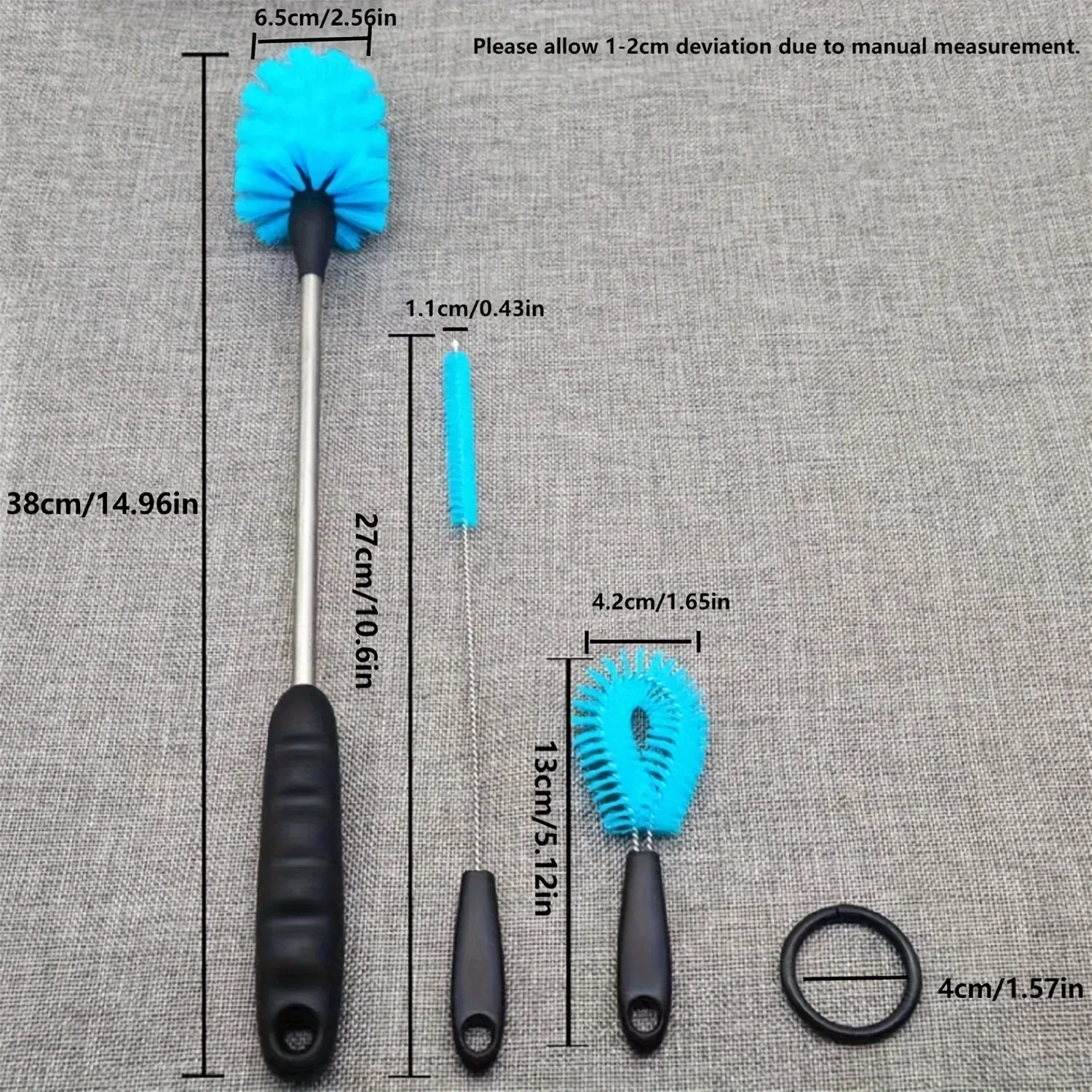 3-in-1 Stainless Steel Water Bottle Brush Set Long Handle Water Bottles Cleaner Kitchen Scrubbing Tools