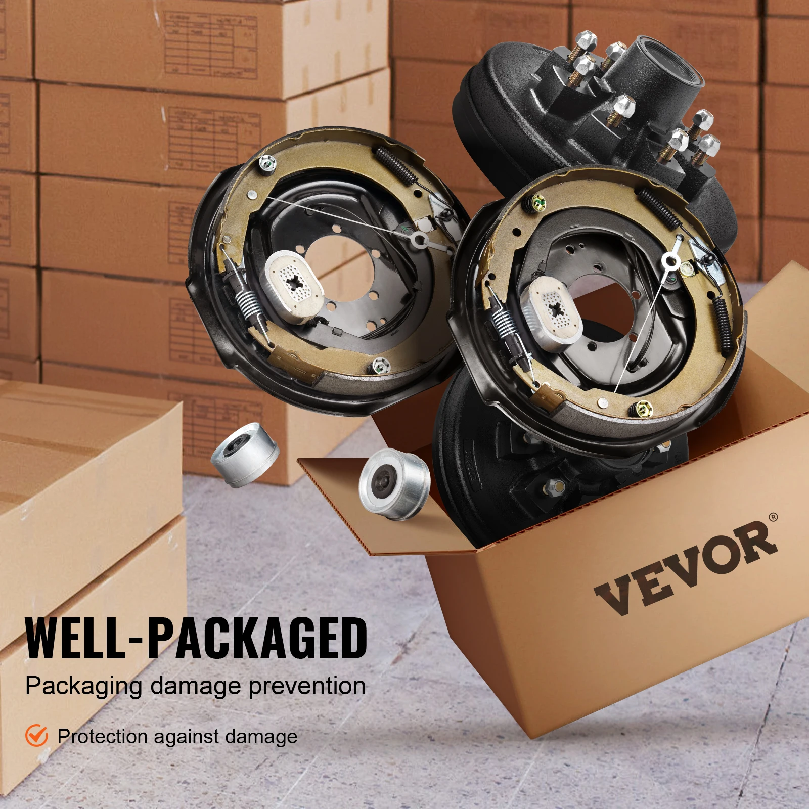 VEVOR Trailer Hub Drum Kits Self-Adjusting Trailer Brake Assembly for 7000 lbs Axle Backing Plates for Brake System Part Replace