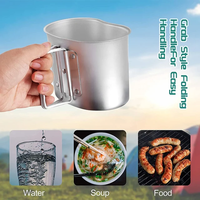 Outdoor Canteen Cookware Set Canteen Cup Portable Water Bottle with Grab Handle Cup for Outdoor Camping Hiking 4