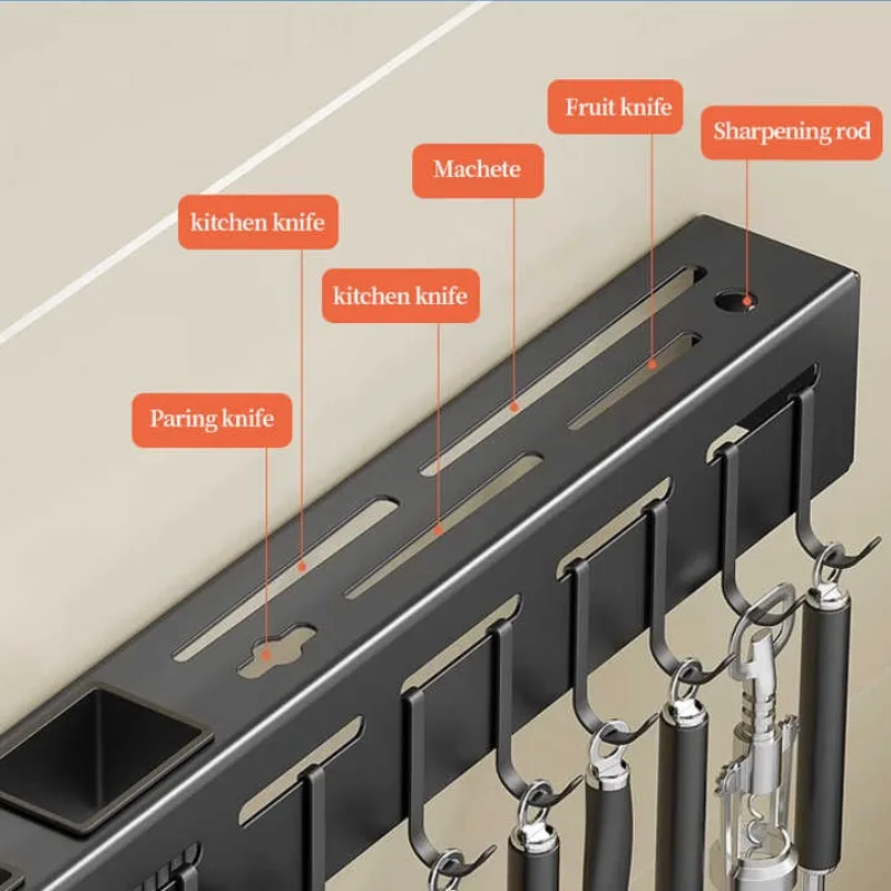 Stainless Steel Kitchen Organiser Wall Mounted Multifunctional Knife Organiser Knife & Chopstick Holder Integrated
