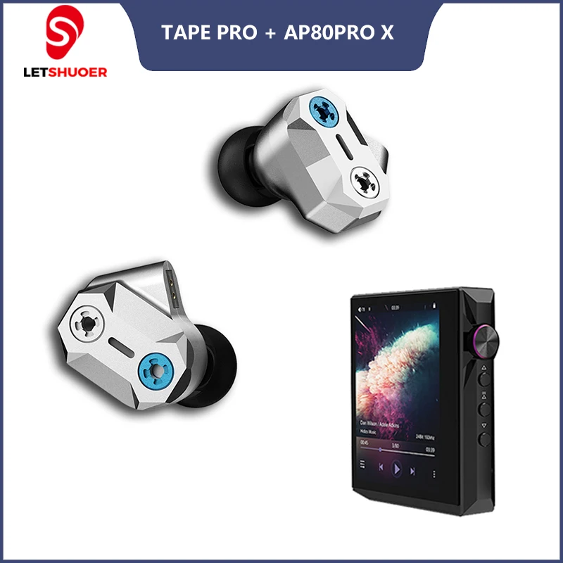 Letshuoer Tape Pro Hifi Iems Cuffie Cablate In-Ear Driver Ibrido Dinamico + Hidizs Ap80 Pro X Lettore Musicale Portatile Mini Mqa Dac