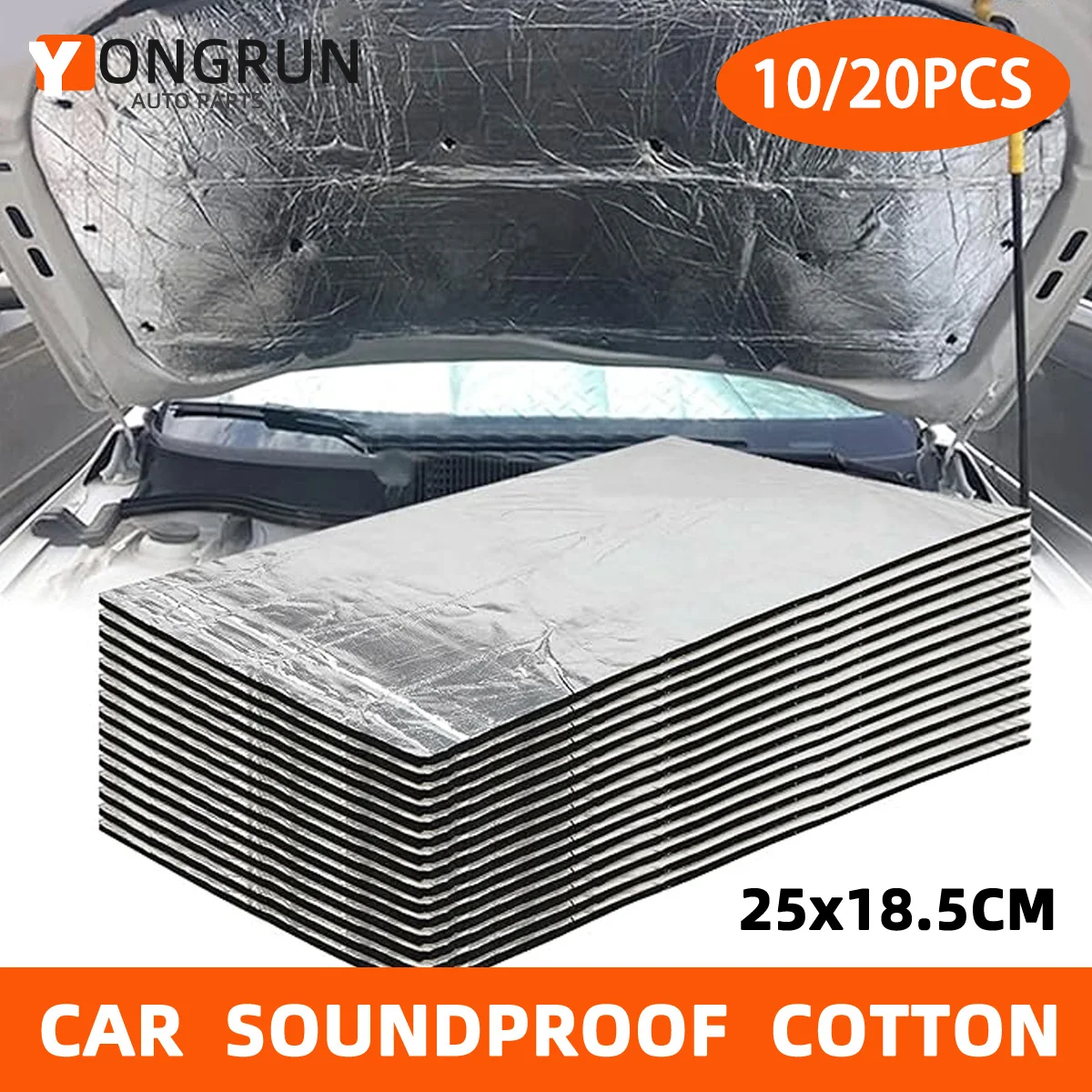 Car Hood Insulation Cotton 5mm Insulation Pad Self-Adhesive 10/20PCS