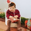 2025 Christmas New Infant Baby Girl Bodysuits Lace Cotton Red Grid Newborn Baby Girl Jumpsuit New Year Party Children Clothes