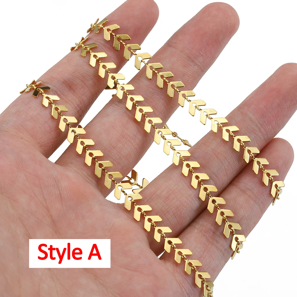 2 متر/1 متر الفولاذ المقاوم للصدأ سلاسل لا تتلاشى الذهب اللون الطائرات يترك سلسلة لصنع المجوهرات DIY بها بنفسك قلادة سوار لوازم