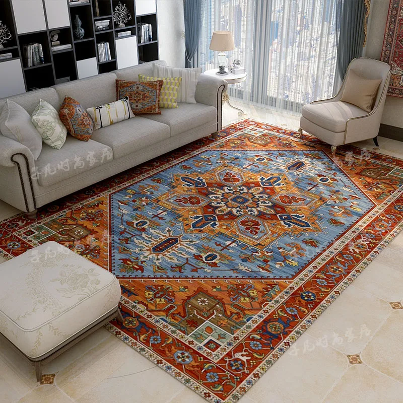American Retro Living Room Decoration Carpet Minimalist Bedside Rugs for Bedroom Large Area Non-Slip Mat Washable Lounge Rug 3