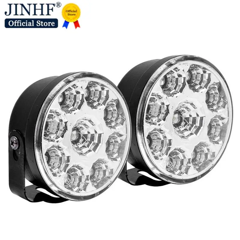 2 шт., автомобильные круглые противотуманные фары, 9 светодиодов