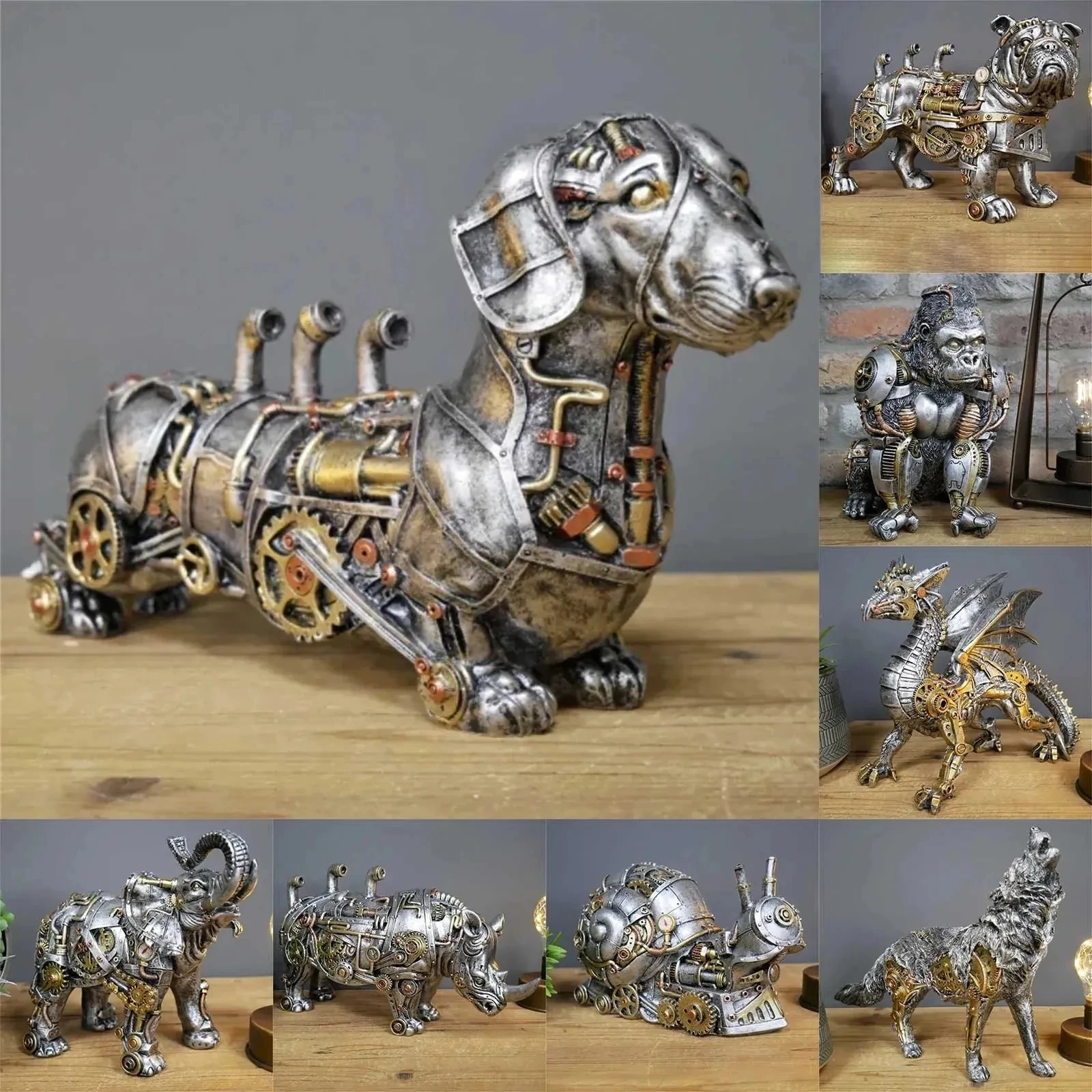 

Steampunks Style Animal Sculpture Mechanical Animal Ornament Decoration Heavy Industry Decoration Resin Mechanical Decoration