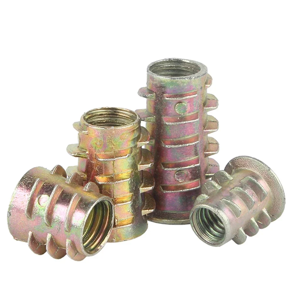 10Pcs M4-M10 Zinc Alloy Thread Hexagon Hex Socket Head Embedded Wood Insert Nut Flanged Hex Drive Head Furniture Nuts insert nut
