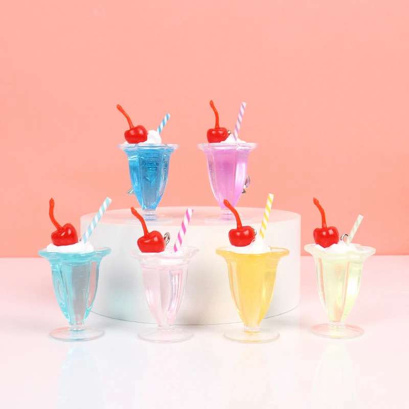 

1pcs Adorable Cherry Cream Cup Keychain Perfect Pendant Anti-lost Backpack Decorations Creative Keyring For Keys Or Bags