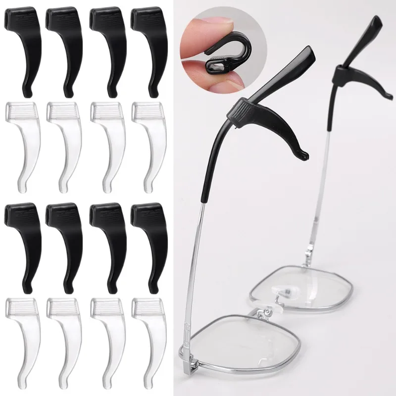 40 Pcs Anti Fall Eyewear Grips Adjustable Silicone Ear Hook Brackets Fastener Transparent Black Eyewear Accessories Anti-slip