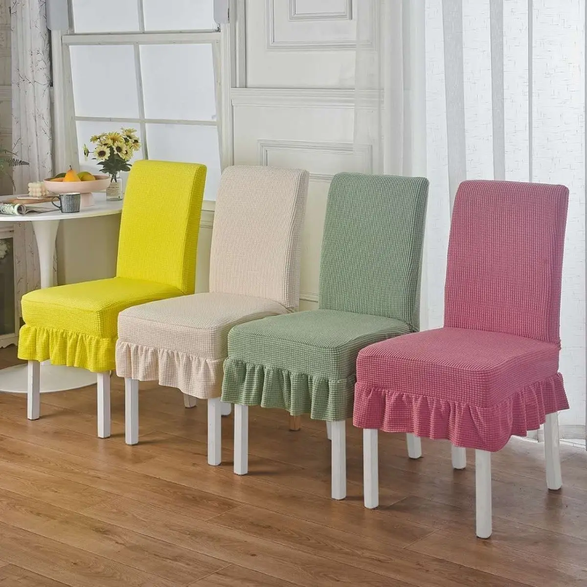 

Korean simple chair cover universal thickened elastic cloth dining chair cover hotel anti-slip chair cover skirt stool cover