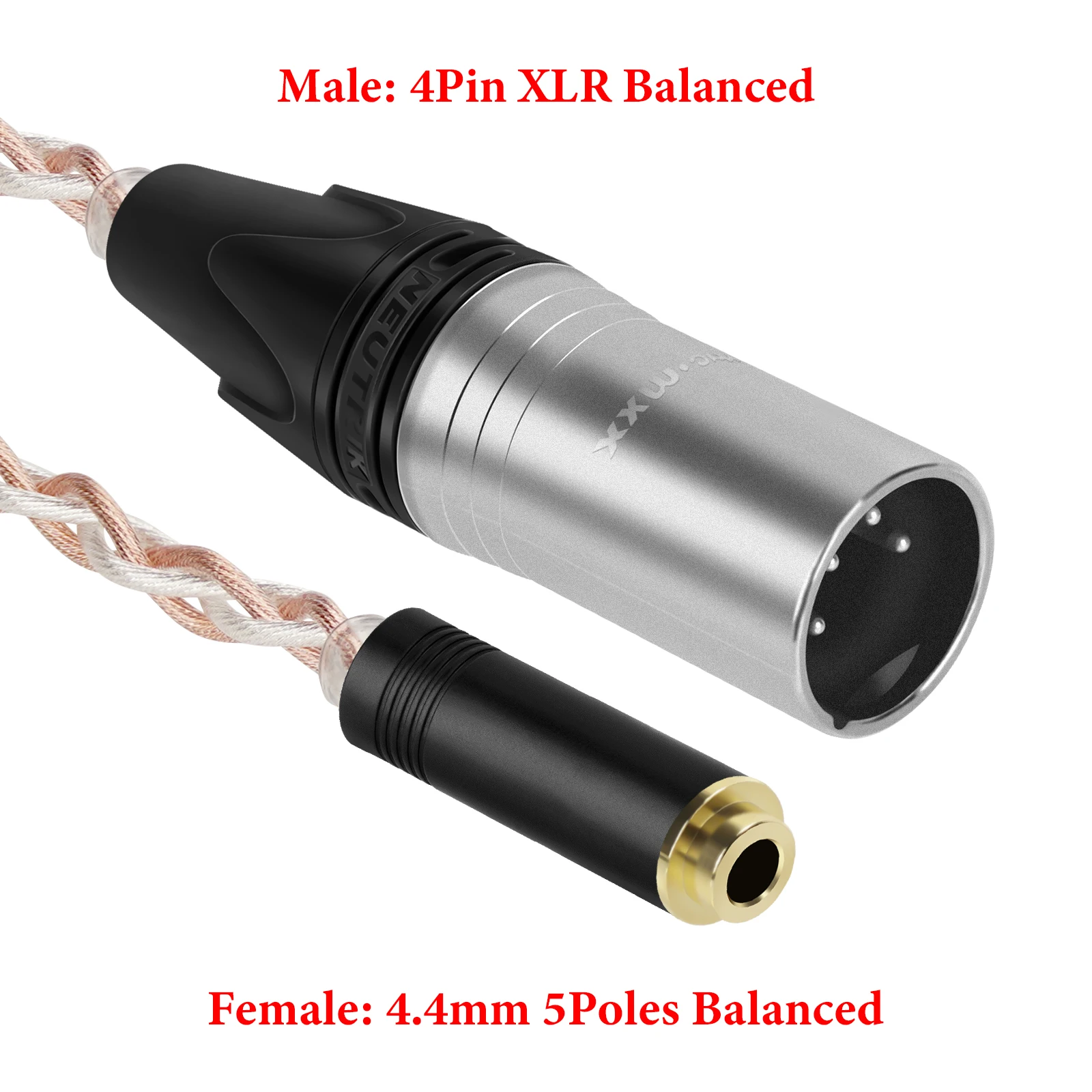 Geekria 4핀 XLR 밸런스드 남성-4.4mm 밸런스드 여성 헤드폰 오디오 어댑터 케이블, 앰프 및 마이크와 호환 가능