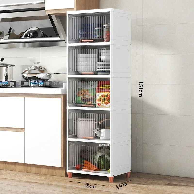 Modern Plastic Kitchen Cabinet for Kitchen Furniture Storage Cabinet Simple Household Multifunction Living Room Landing Locker