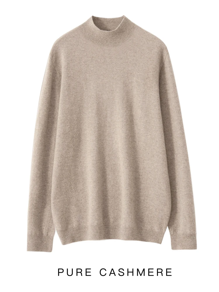 New Men's 100% Merino Wool Mock Neck Pullover Cashmere Sweater Soft Warm Jumpers Quality Casual Smart Knitwear Basic Tops Clothi 6